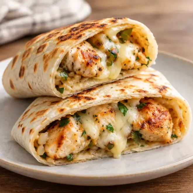 Wraps au poulet et à l’ail faciles et fondants
